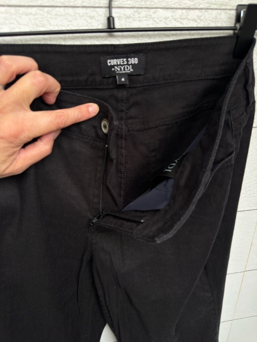 Curves 360 NYDJ Black Linen Blend Straight Leg Pants Stretch Slim Size 4 - Picture 7 of 16